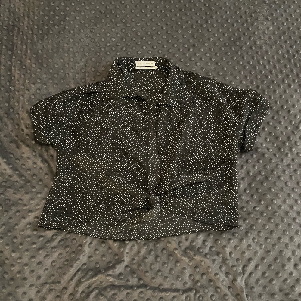 Black Polka Dot Women's Tie Top